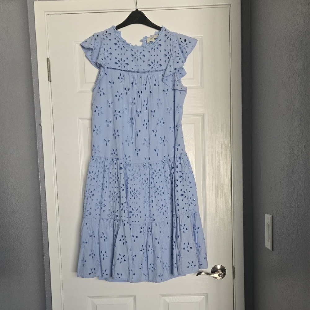 Next Sky Blue Eyelet Dress. UK size 10.